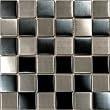 Stainless Steel Tiles Earthworks Silver & Black Metal Mosaics Series 1 7/8" Square Mosaic Stainless Steel Tiles Earthworks Silver & Black Metal Mosaics Series 1 7/8" Square Mosaic