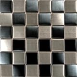 Metal Mosaic Tiles Earthworks Silver & Black 1 7/8" Square Mosaic