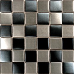 Metal Mosaic Tiles Earthworks Silver & Black 1 7/8" Square Mosaic