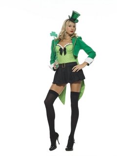 3 Leaf Clover Leprechaun 2Pc Costume Includes Jacket And Underwire Dress With Bow And Shamrock Applique