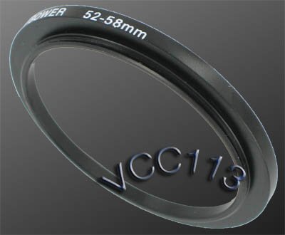 Bower Step-Up Adapter Ring 52mm Lens to 58mm Filter Size