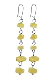 Yellow Amber Strands Sterling Silver Kidney Ear Wire Earrings