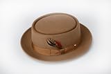 New Mens Camel (Tan / Beige )Porkpie Hat (Pork Pie) - 100% Wool, Extremely Stylish, Very High Quality!