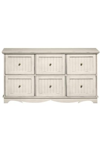 French Country File Storage 6-drwr Cabinet Antique White