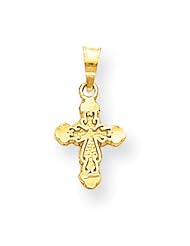 10k Yellow Gold Polished Cross Charm - Religious Jewelry