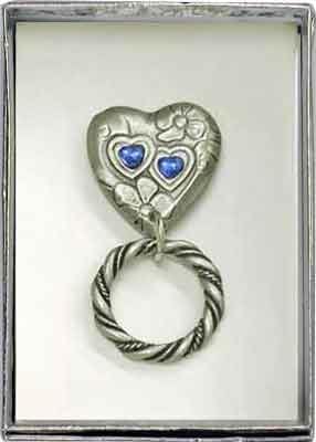 "Double Hearts" Eyeglass Holder Magnet Pin with an Adjustable Ring