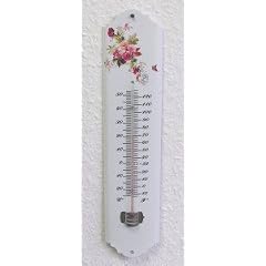 Thermometer Metall emailliert Emaille Blumen Vogel, Motiv:Narzissen
