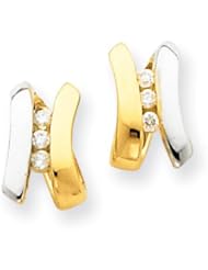 14k White Gold Diamond In-Out Hinged Hoop Earrings