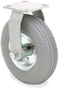 Rigid Plate Caster with Gray Non-Marking 8" x 2-1/4" Wide Pneumatic Air Tire