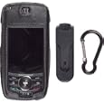 Wireless Solutions Premium Leather Clip-On Hardshell Case with Ratcheting Belt Clip and Karabiner for Pantech C810 DUO