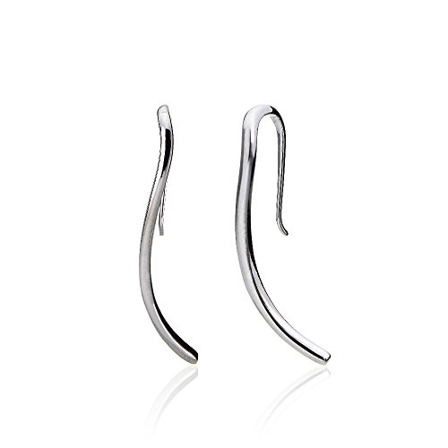 Hoops & Loops Sterling Silver Wave Polished Hook Earrings