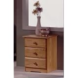 Solid Pine 3 Drawer Bedside Cabinet - Antique Pine Finish