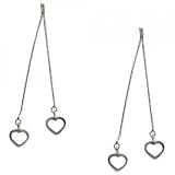 Ladies Sterling Silver Dangling Drop Heart Earrings New