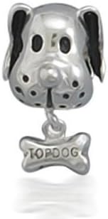 Animals & Pets & Characters Beads or Stoppers Fits Bracelets Like European, Pandora Charms Bracelet, EvesErose, Biagi, Troll, Chamilia, Zable, etc (in EvesErose Brand Packaging) (Adorable Dog)