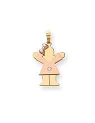 14k Two-tone AA Diamond Kid Pendant Diamond quality AA (I1 clarity, G-I color)