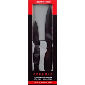 Tarrerias Bonjean - 441800 - Le Couteau du Chef - Set de 1 Couteau d'office Lame Céramique Noire 8 Cm + 1 Couteau de Cuisine Lame Céramique Noire 13 Cm - Manche Ergonomique Soft Touch Tarrerias Bonjean - 441800 - Le Couteau du Chef - Set de 1 Couteau d'office Lame Céramique Noire 8 Cm + 1 Couteau de Cuisine Lame Céramique Noire 13 Cm - Manche Ergonomique Soft Touch
