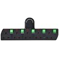 Duronic S125B - 5 Way Switched Black Surge Protected Multi-Socket Adaptor - Turns 1 Socket into 5