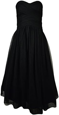 Monique Lhuillier Women's Pleated Strapless Mesh Gown (8, Black)