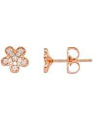 Plumeria Earrings with Diamonds in 14K Rose Gold - 7mm