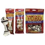Nylabone Natural Toro Bacon Flavored Knotted Rawhide Dog Chew Treats 10.9-oz 18-count