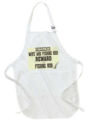Missing Wife and Fishing Rod Reward for Fishing Rod Full Length Apron with Pockets (Various Colors Available)