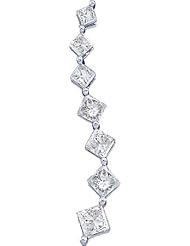 14k Yellow OR White Gold Princess Cut Diamond 7 Seven Stone Journey Dangle Twist Pendant - 4mm Width * 22mm Height (1.0 cttw)