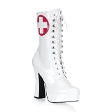 PleaserUSA Plateau-Stiefeletten Electra-1023 Lack weiß Gr.38,5