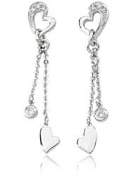 1/10 Carat Diamond Heart Earrings In 14 Karat White Gold
