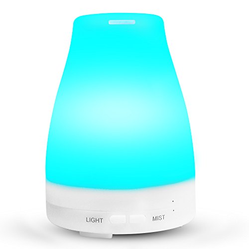 Essential Oil Diffuser, 100ml Portable Aroma Cool Mist Air Humidifier with Adjustable Mist Mode 7 Color Changing LED Lights, Waterless Auto off for Home Office Spa (LM-008)