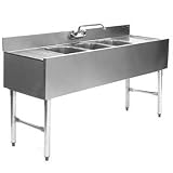 Eagle B5-3-R-24 Underbar Sink, Three Compartment, 24 Drainboard Right, With Faucet, 60 Length, Spec-Bar-2000 Series