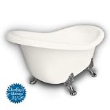 American Bath Factory B1-1600-BB-DM3-M2-25-SN-C1-LH Princess Slipper Clawfoot Bathtub in Bisque, Paw