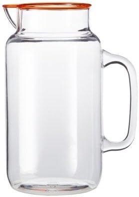 Plastic Mason Jar Pitcher with Orange Rim (4 Liter)