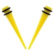 No Piercing Required - High Quality Yellow Acrylic Fake Tapers - Imitation 2G with Rubber Bands - Very Strong Magnets - Sold as a Pair