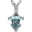 14K White Gold Aquamarine and Diamond Pendant