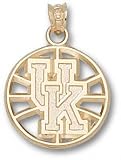 Kentucky Wildcats Solid 10K Gold ''UK'' Pierced Basketball Pendant