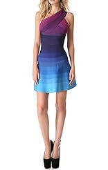 Spring Summer Nylon/Rayon/Spandex One Shoulder Fitted Bandage Dress/Bodycon Dress 