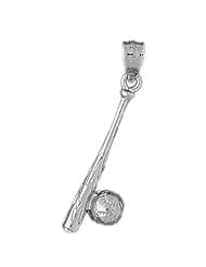 CleverSilvers Sterling Silver Pendant Baseball Themed