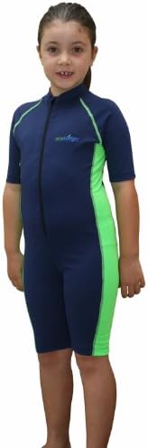 Girls Sun Protection Swimwear Sunsuit Navy Lime