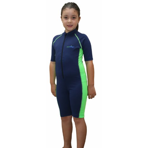 Girls Sun Protection Swimwear Sunsuit Navy Lime