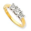 10k and Rhodium Polished 3-stone Ring - Size 6