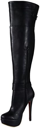 E FILLE PATRE Women's Aeosdyk Black Over Knee High Platform Boot 5.5M US