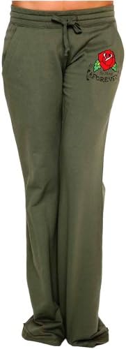 Ed Hardy Womens Basic Red Rose Drawstring Pants - Olive