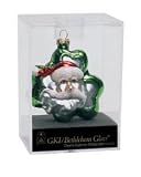 2.5 Green Shamrock with Santa Face Glass Christmas Ornament #822012