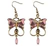 Pink Butterfly Earrings - Pewter - 1'' Height