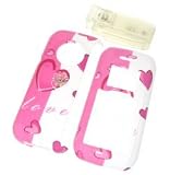PCMICROSTORE Brand LG enV VX-9900 VX9900 Hearts Design Snap-On Crystal Case Cover with Removable Belt Clip