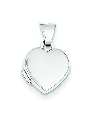 14K White Gold Heart Locket Photo Pendant Jewelry |C