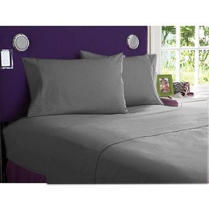 400 Thread Count 100% Egyptian Cotton Solid Elephant Grey Super Single 19" Deep Pocket Waterbed Sheets