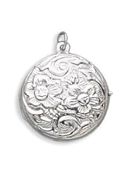 Silverflake -Round Floral Design Locket