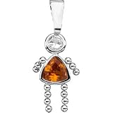 Genuine IceCarats Designer Jewelry Gift 14K White Gold Girl Pendant W/Cz & Trillion Imitation Birthstone. November Girl Pendant W/Cz & Trillion Imitation Birthstone In 14K White Gold