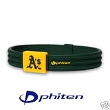 Phiten MLB Authentic Bracelet, Oakland Athletics, Large (7.5 Inches)